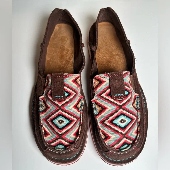 Ariat Women's Cruiser Palm Brown Suede Serape Mesh Slip On Shoes Loafers Sz 7.5 - Picture 15 of 16